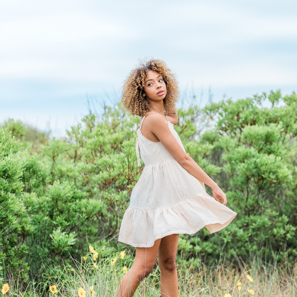 Pink Tiered Linen Dress - Picture 5 of 6